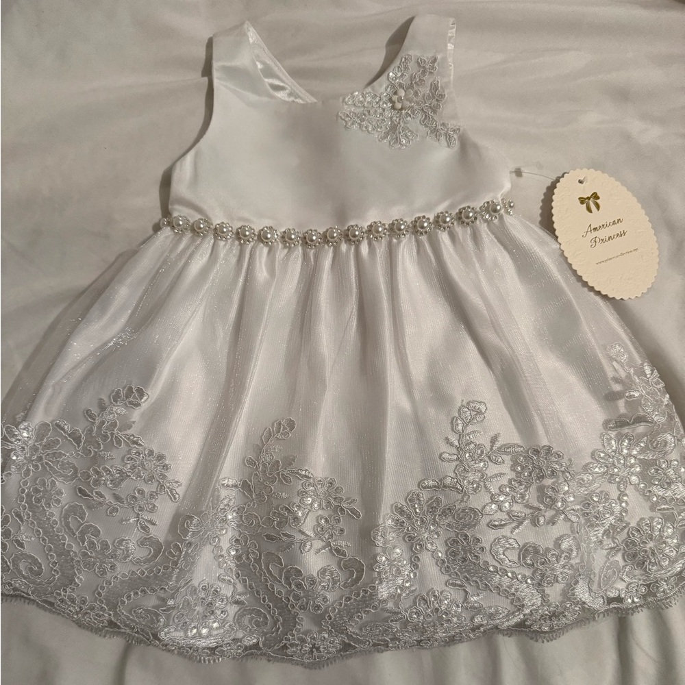American Princess White Pearl-Embellished Tulle Dress 24 months NWT
